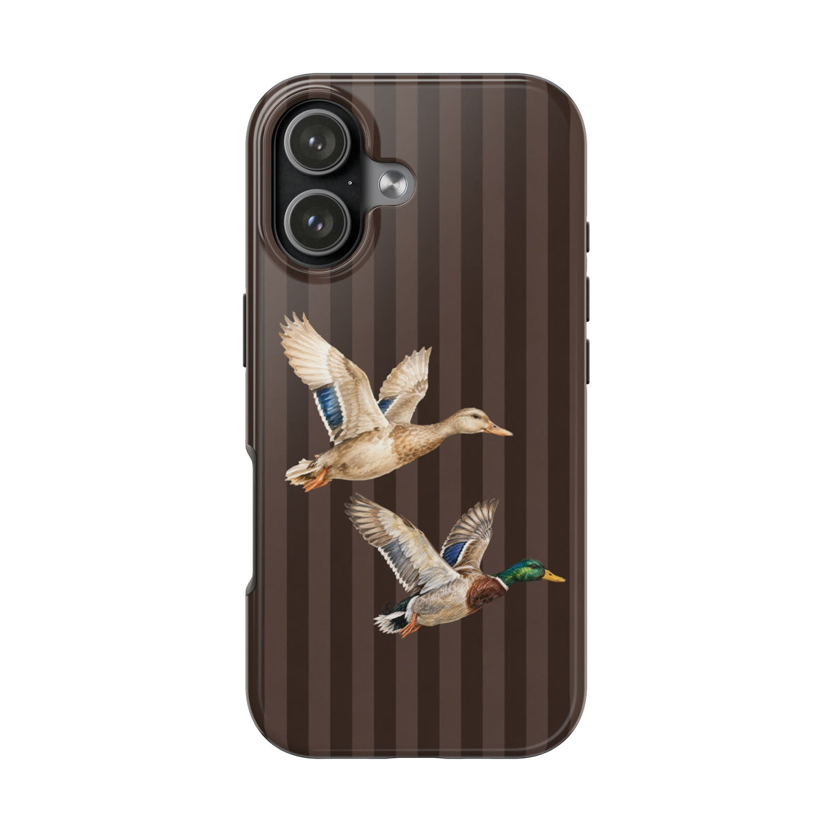 The Duck Flight Phone Case — Brown Striped
