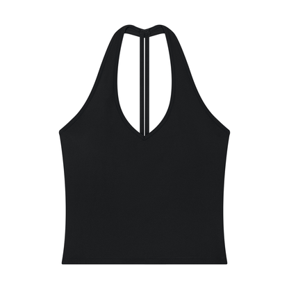 Ella Blue Faux Patch V-Neck Yoga Tank