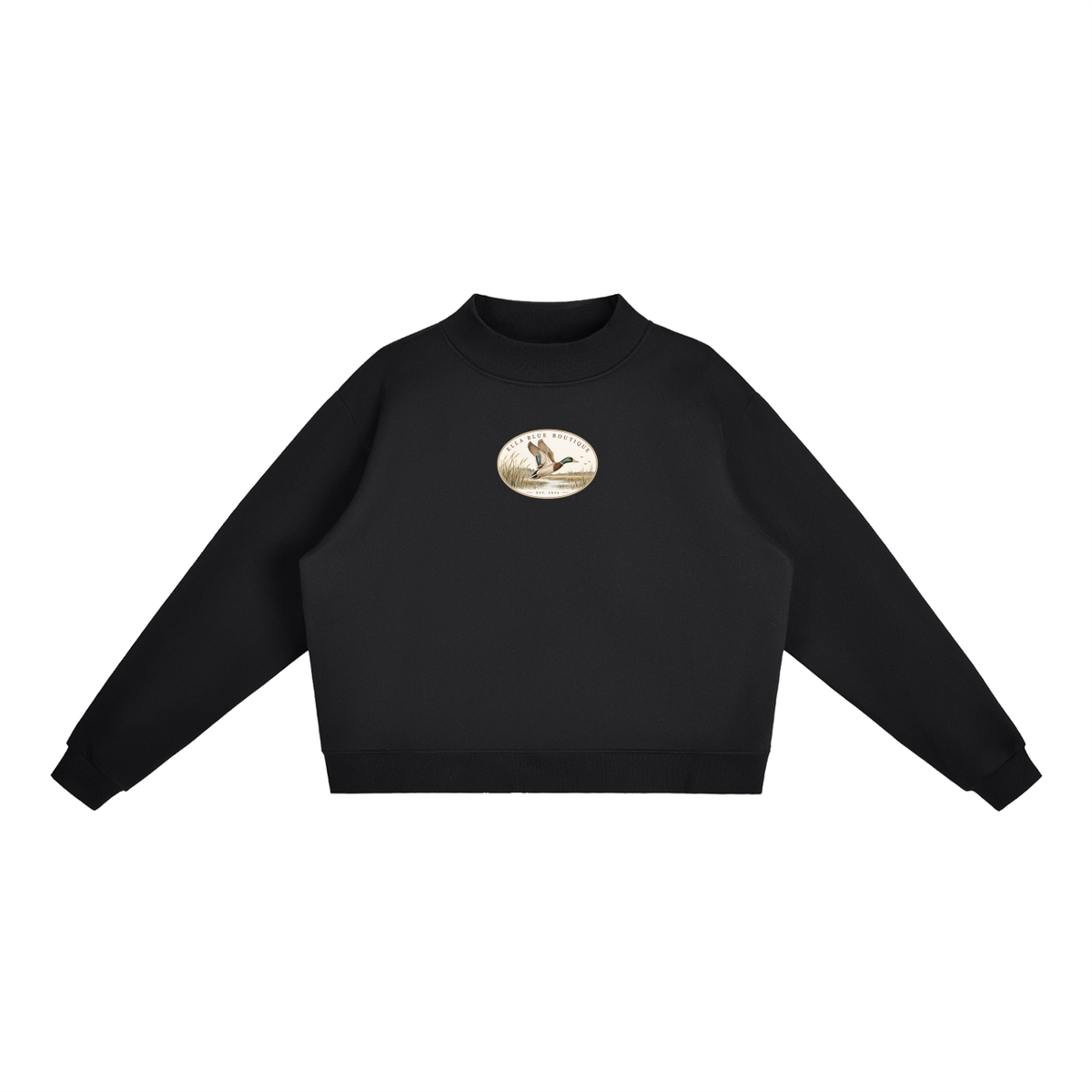 Ella Blue Patch Mock-Neck