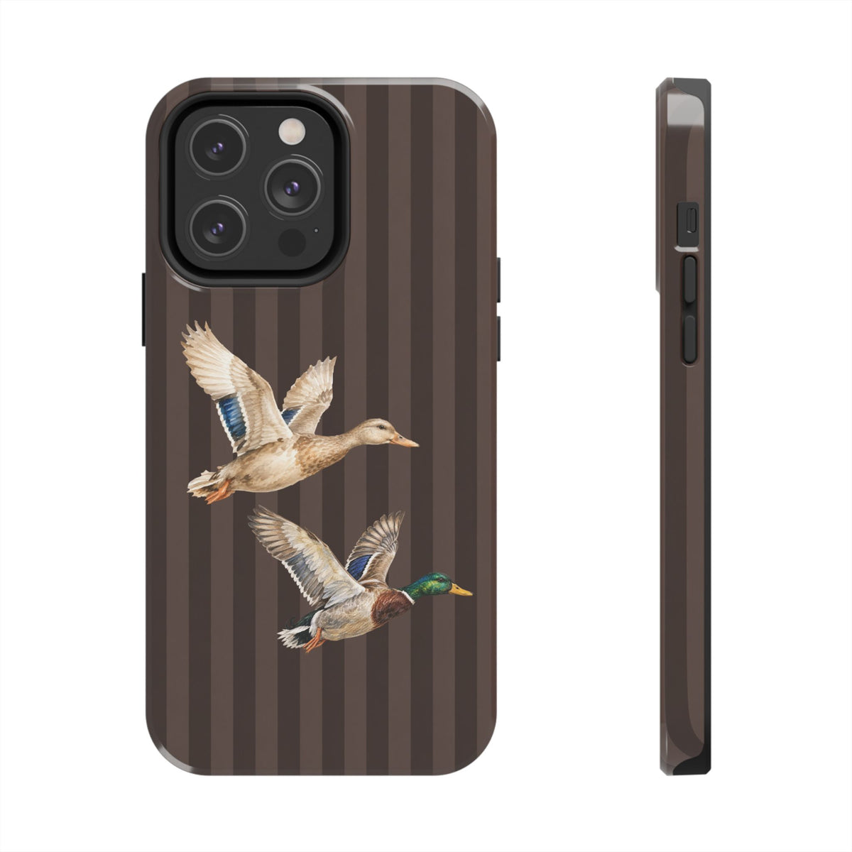 The Duck Flight Phone Case — Brown Striped