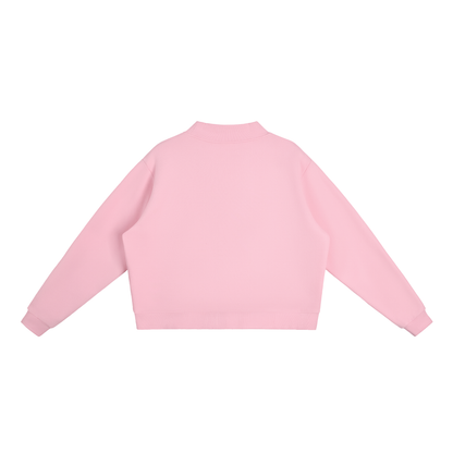 Faux Rhinestone Mallard Fleece Mock-Neck Sweatshirt