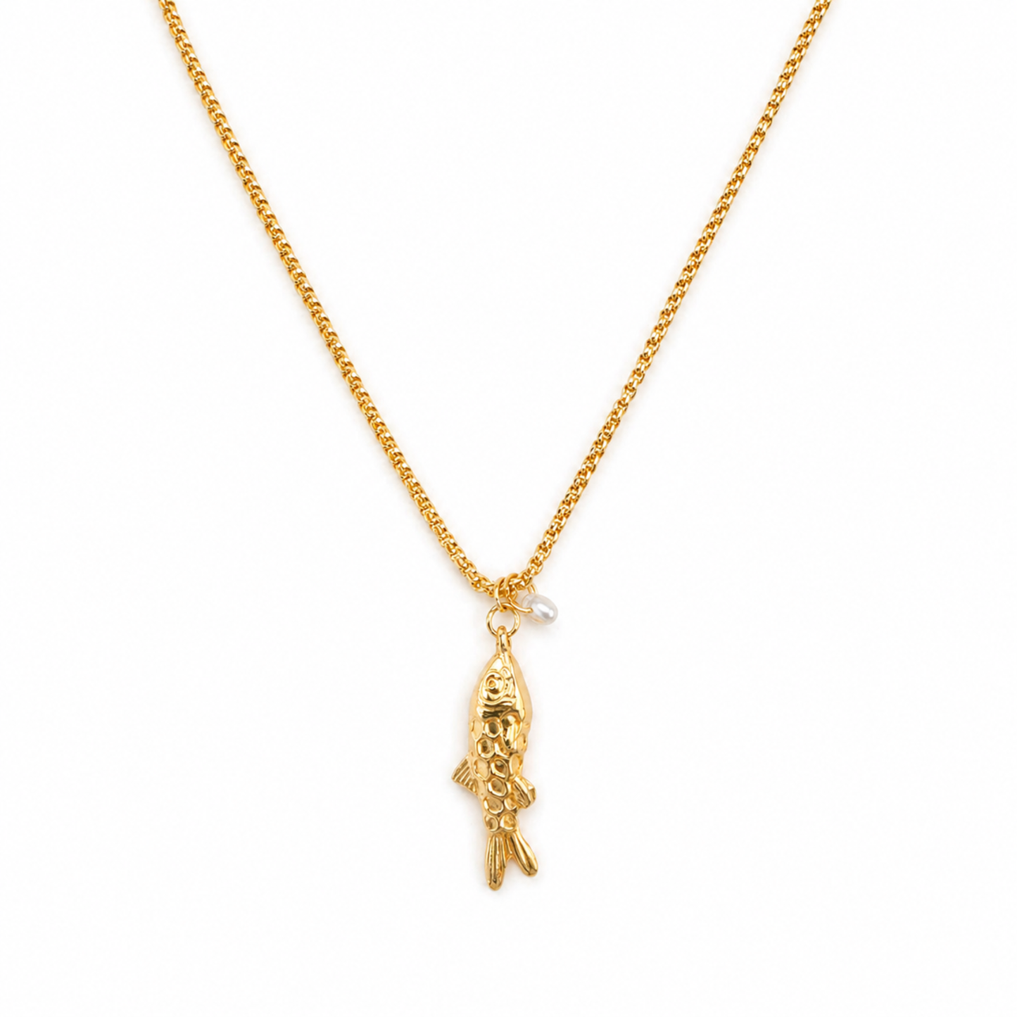 Golden Fish Pendant Necklace - Waterproof