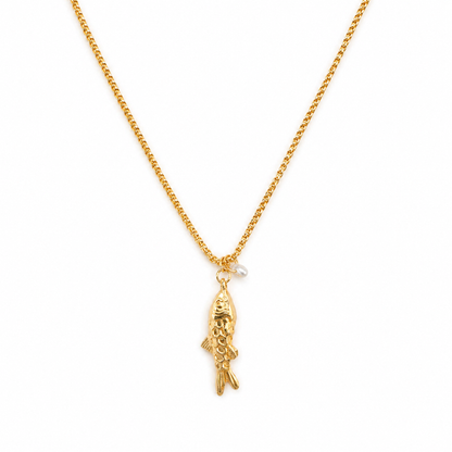 Golden Fish Pendant Necklace - Waterproof