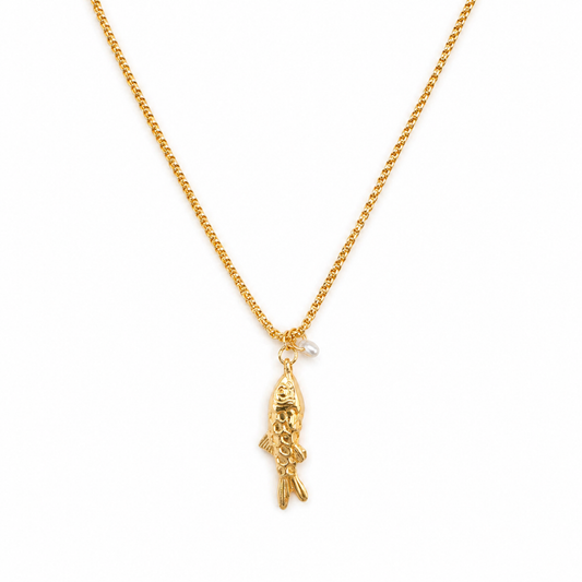 Golden Fish Pendant Necklace - Waterproof