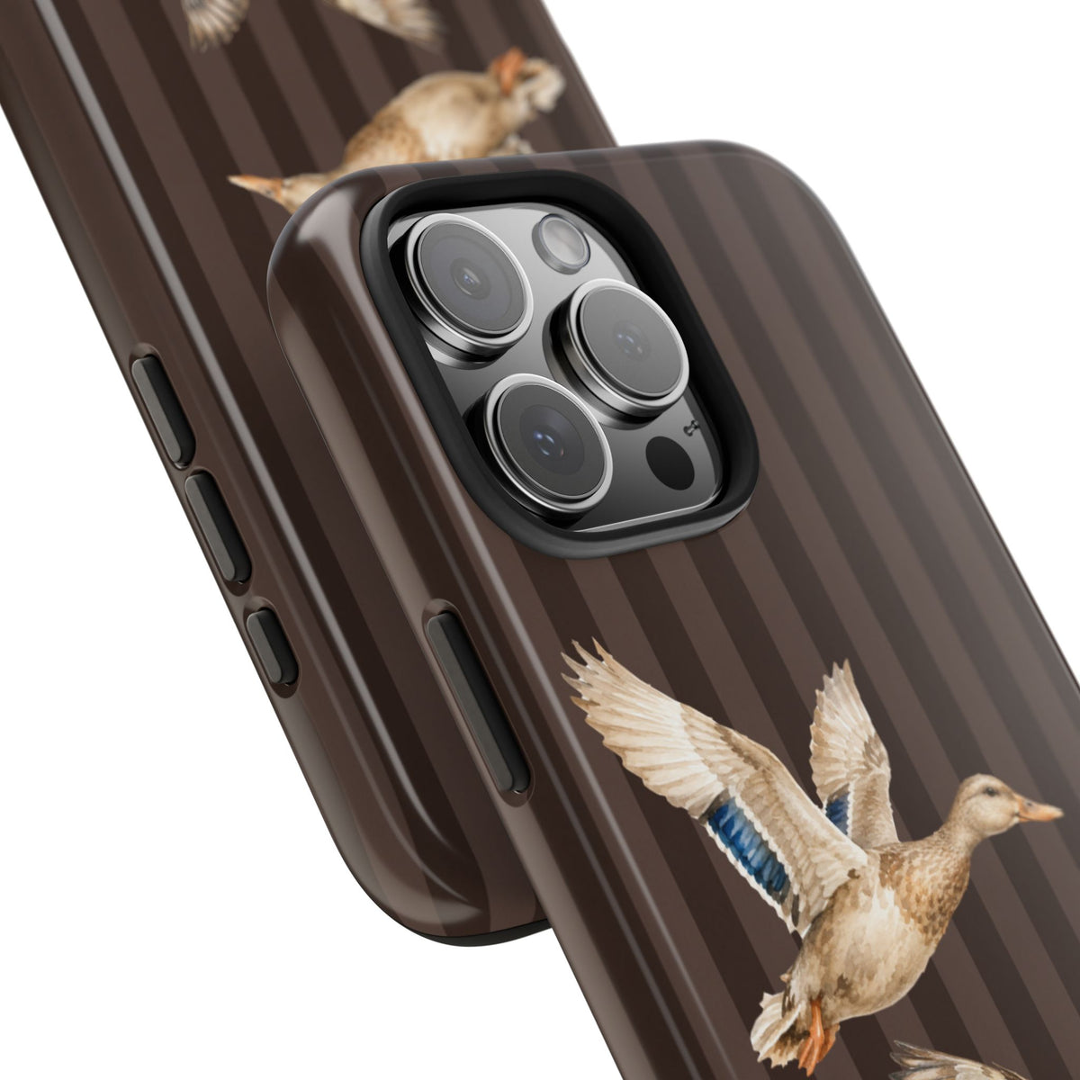 The Duck Flight Phone Case — Brown Striped