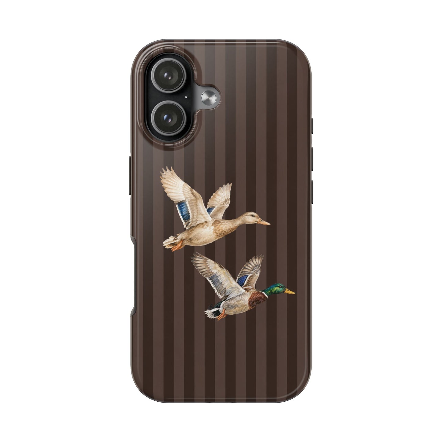 The Duck Flight Phone Case — Brown Striped