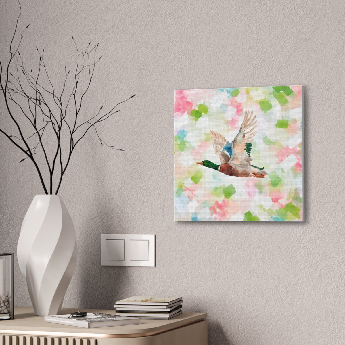 Mallard Duck Confetti - Watercolor Canvas Print