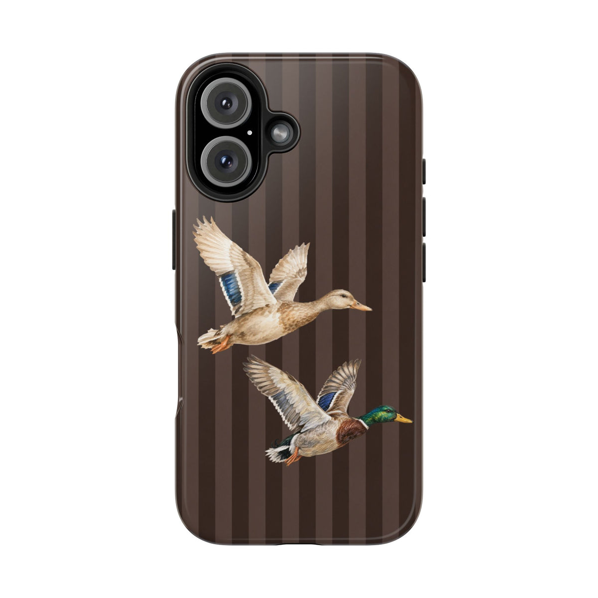 The Duck Flight Phone Case — Brown Striped
