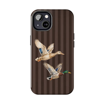 The Duck Flight Phone Case — Brown Striped