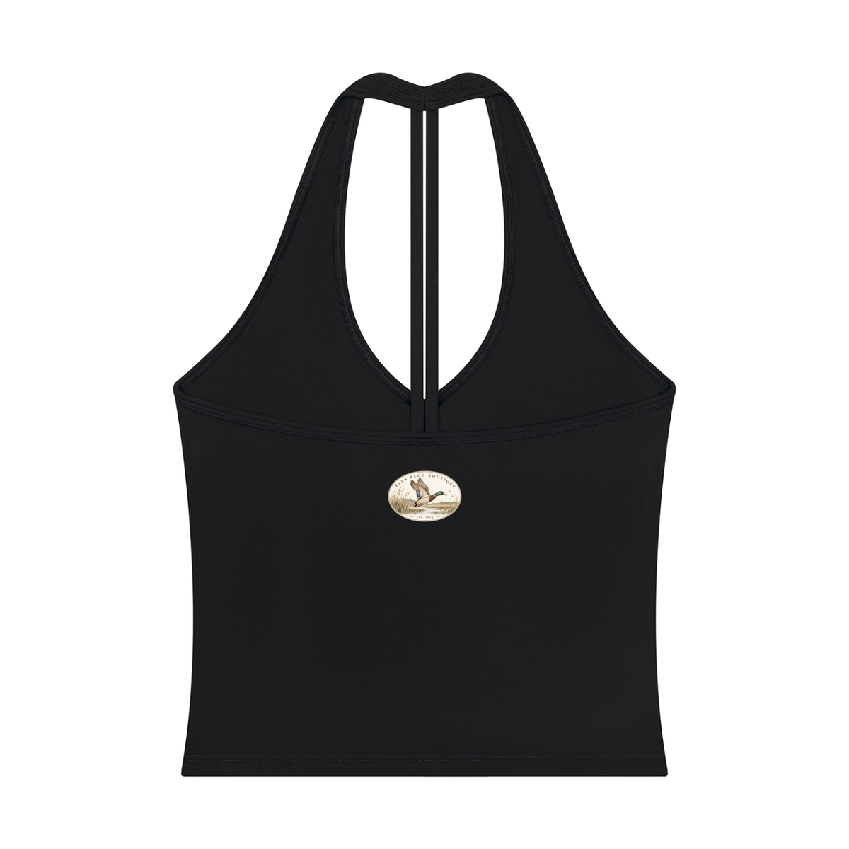 Ella Blue Faux Patch V-Neck Yoga Tank