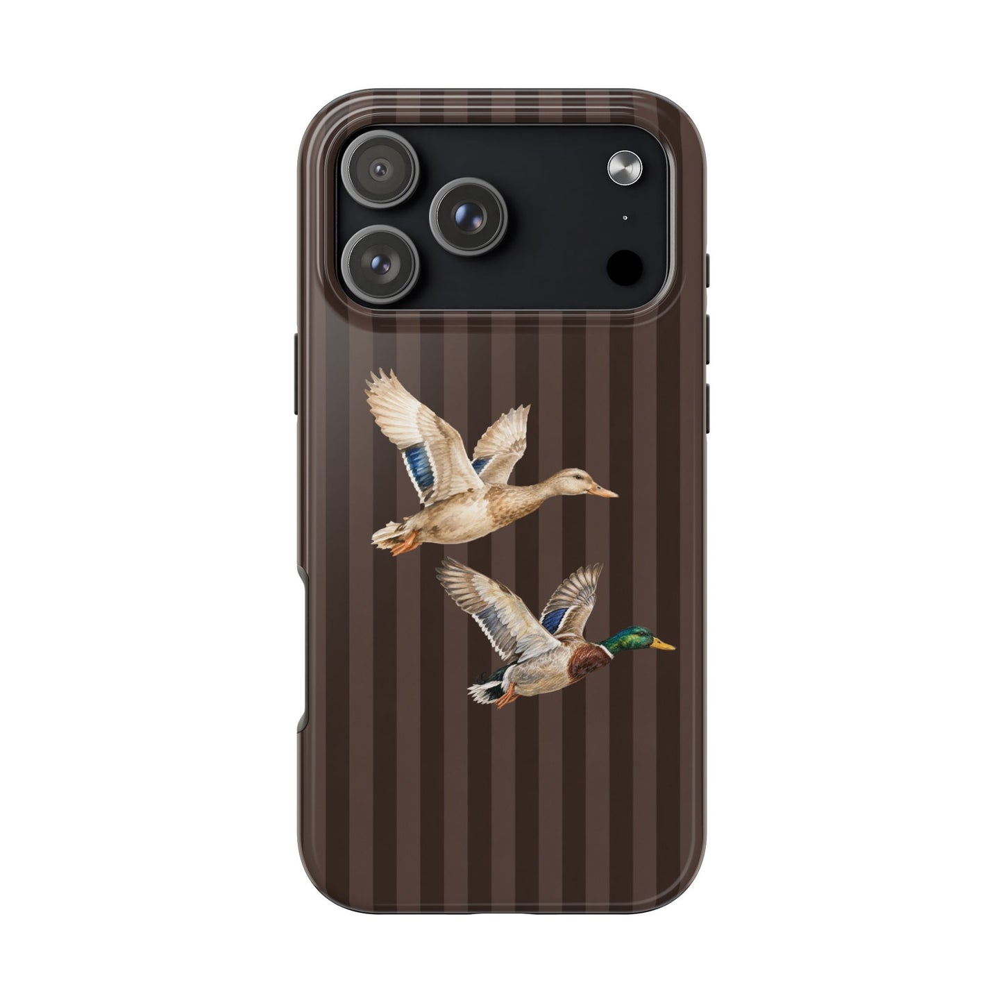 The Duck Flight Phone Case — Brown Striped
