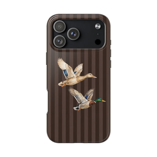 The Duck Flight Phone Case — Brown Striped