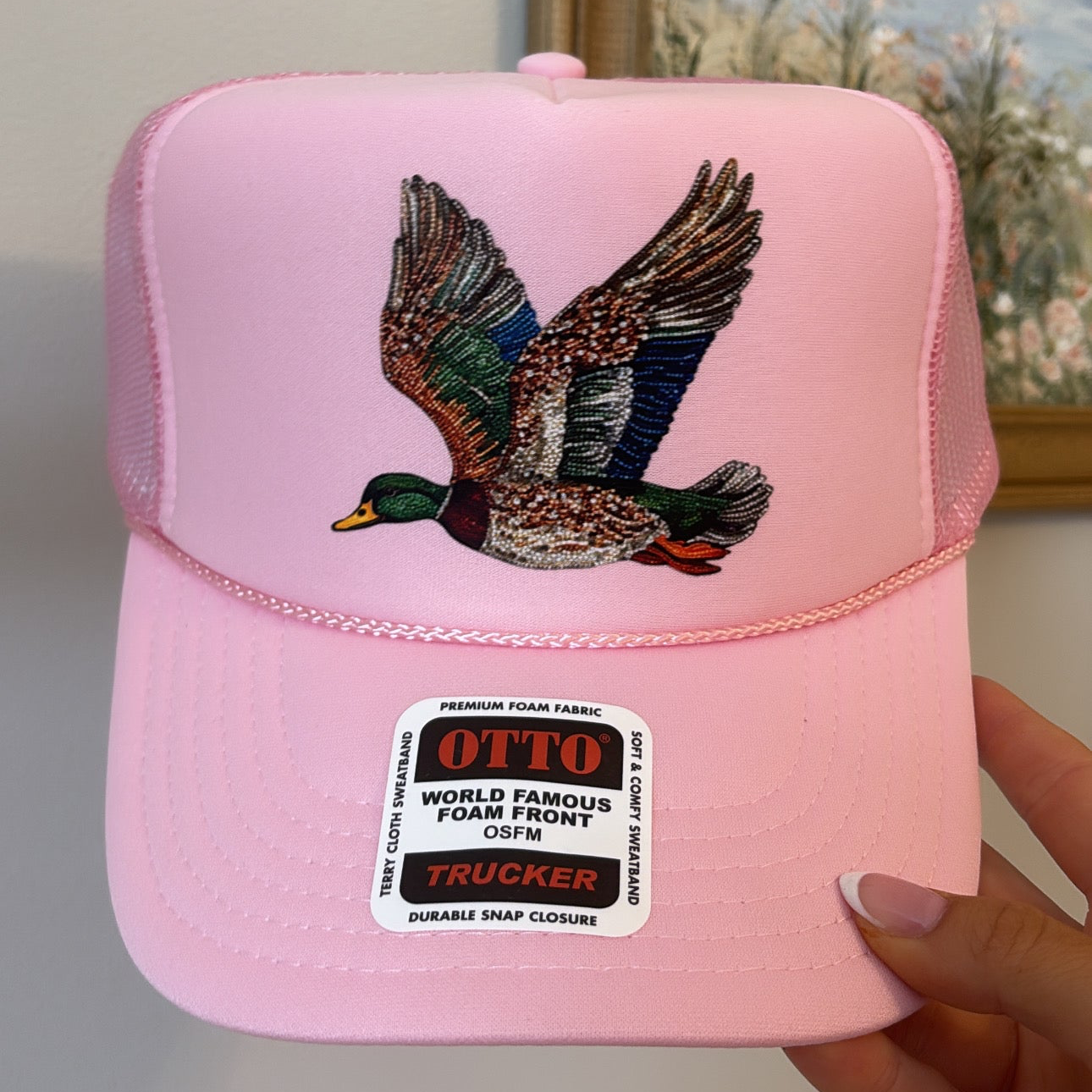 Pink Bedazzled Mallard Trucker