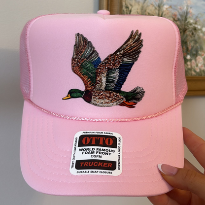 Pink Bedazzled Mallard Trucker