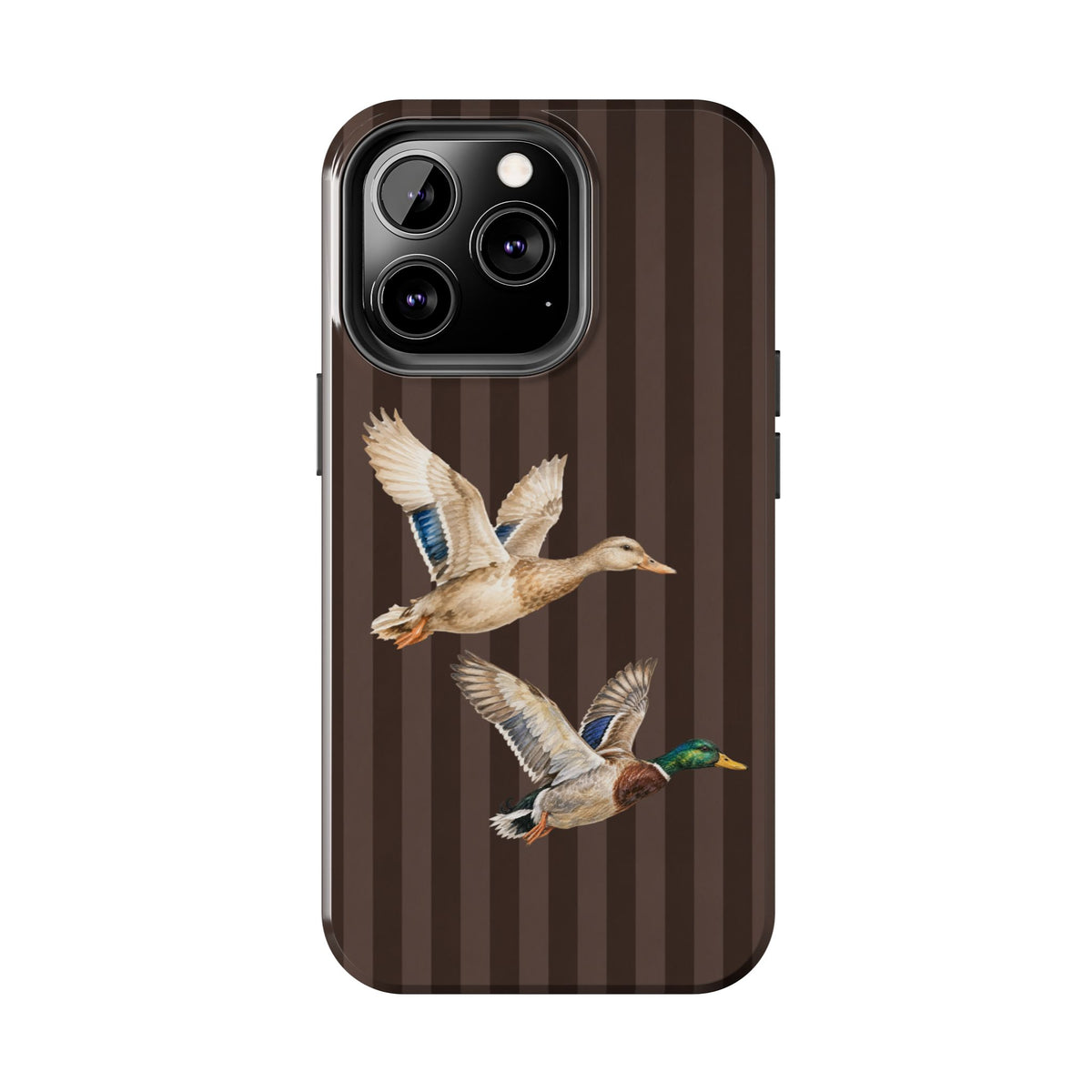 The Duck Flight Phone Case — Brown Striped