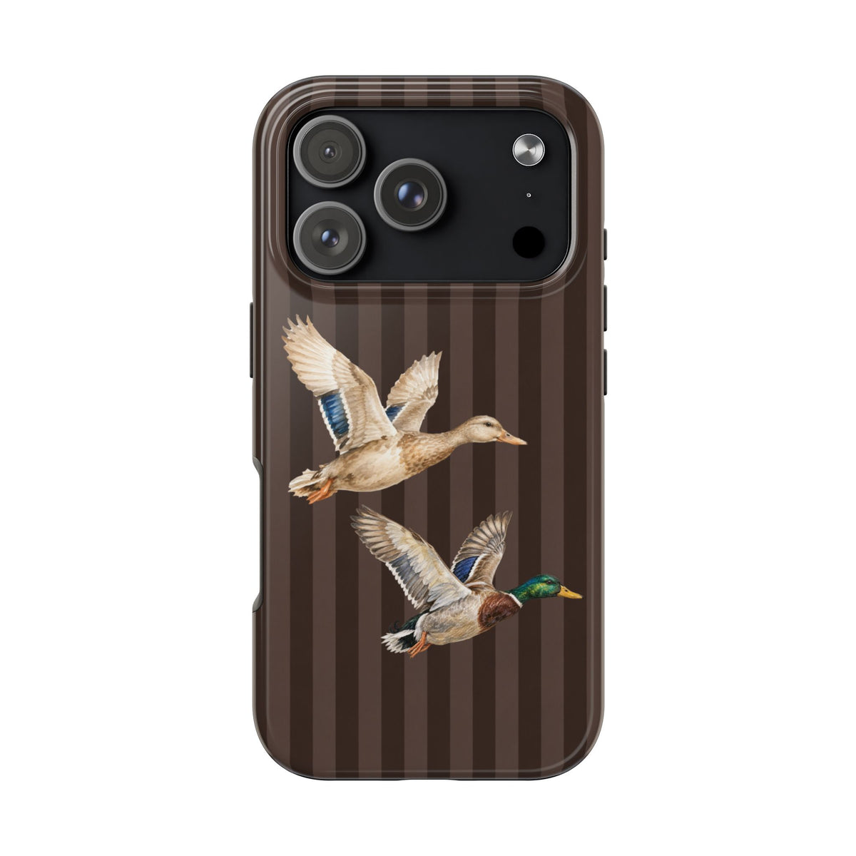 The Duck Flight Phone Case — Brown Striped