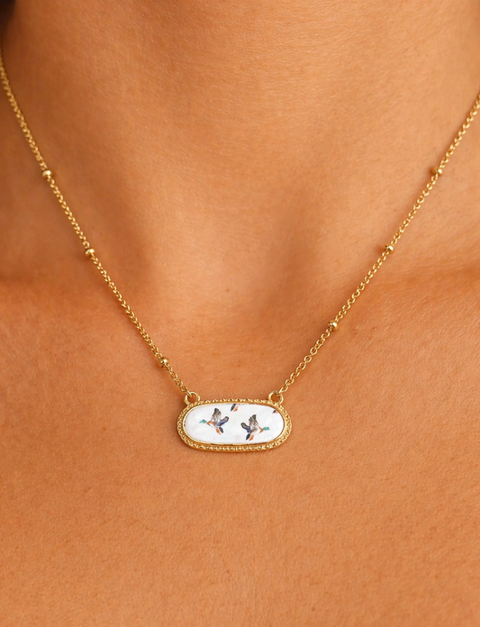 Mallard Duck Necklace - White