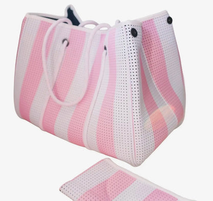 Pink Striped Boat Bag