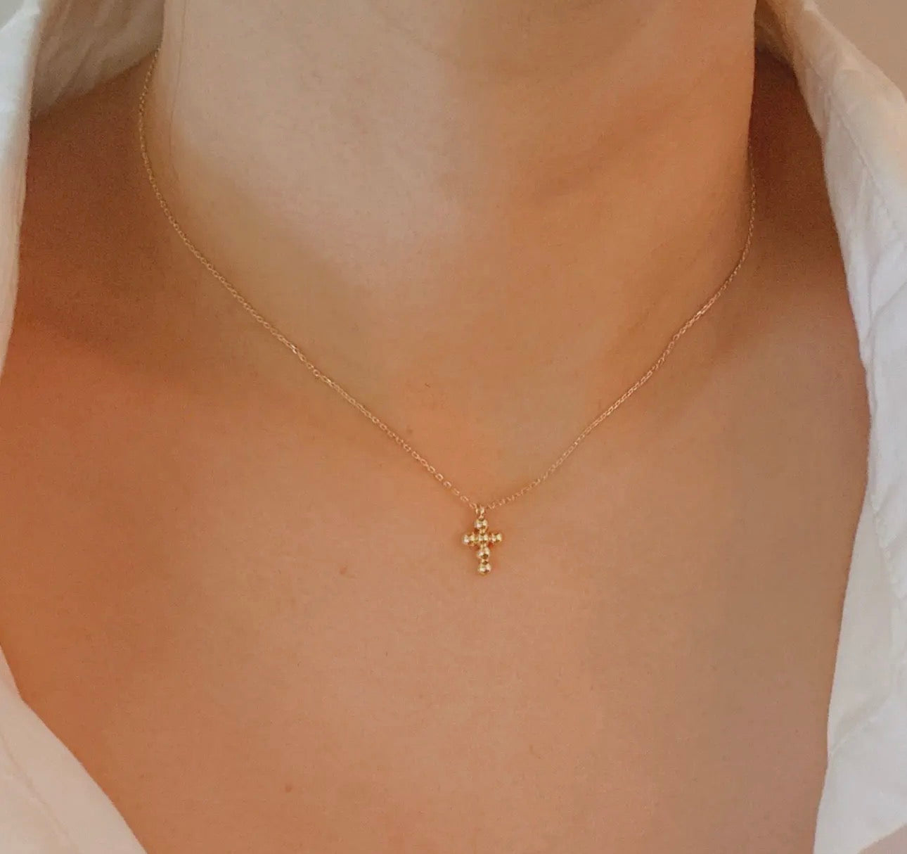Mini Dot Cross Necklace