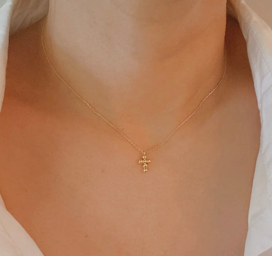 Mini Dot Cross Necklace