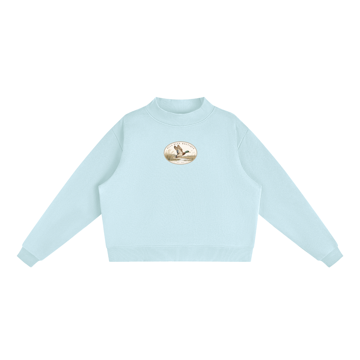 Ella Blue Patch Mock-Neck