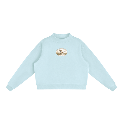 Ella Blue Patch Mock-Neck