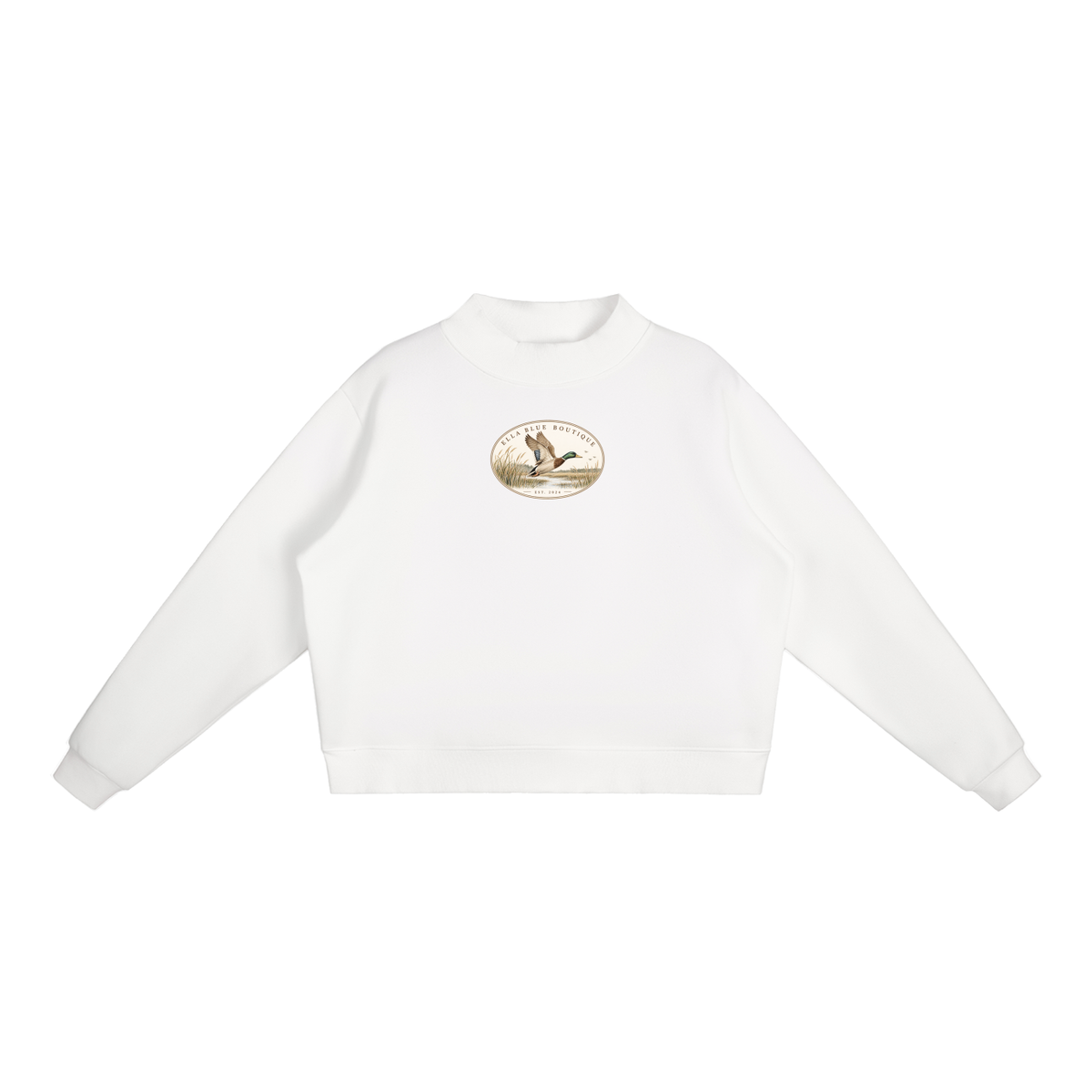 Faux Patch Mock Neck