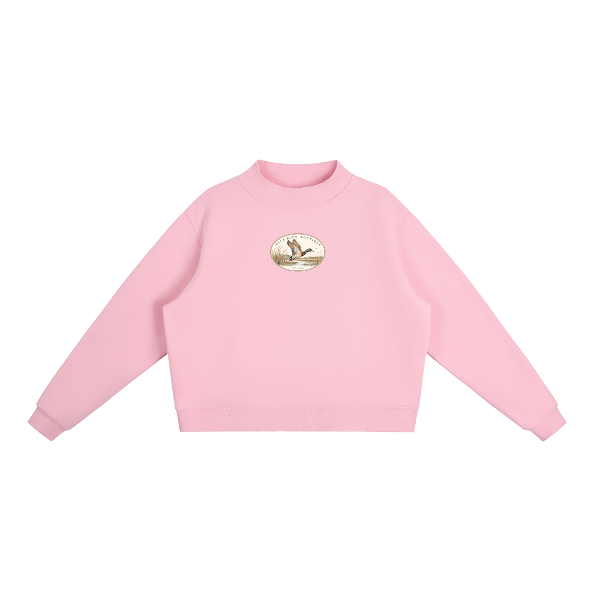 Ella Blue Patch Mock-Neck