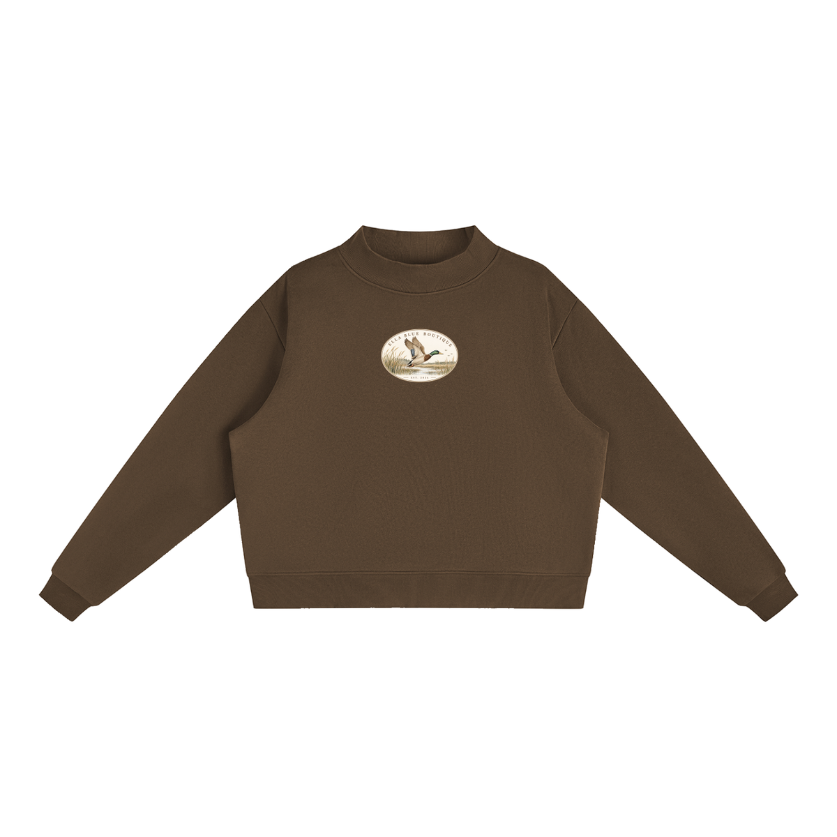 Ella Blue Patch Mock-Neck