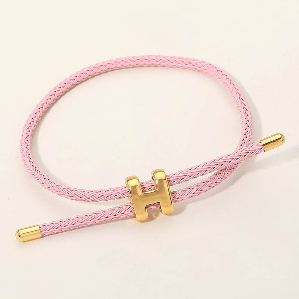 H Monogram Charm l Braided Cord - Pink