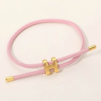H Monogram Charm l Braided Cord - Pink