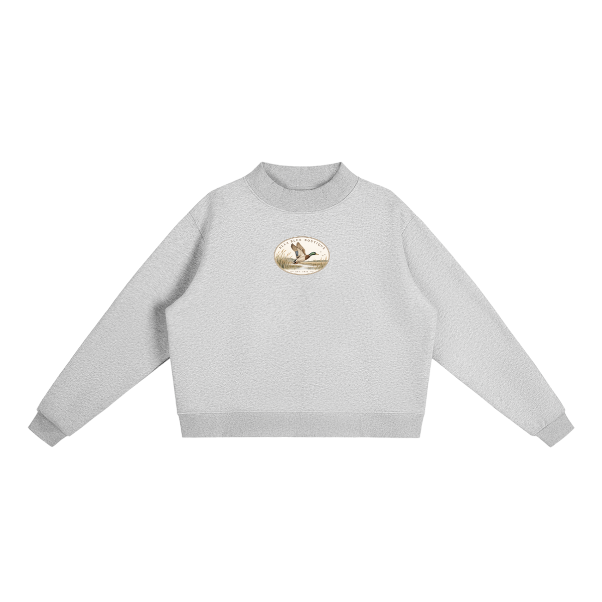 Ella Blue Patch Mock-Neck