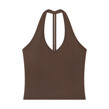 Ella Blue Faux Patch V-Neck Yoga Tank