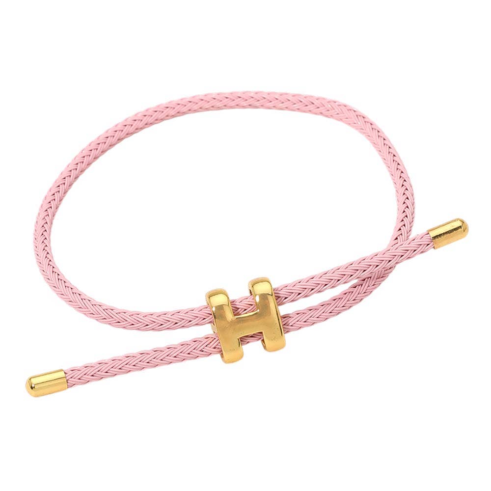 H Monogram Charm l Braided Cord - Pink