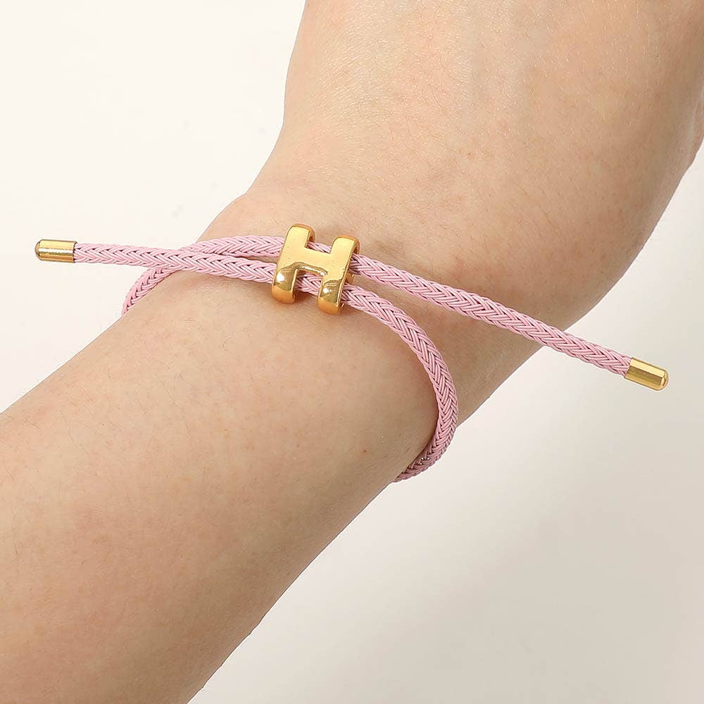 H Monogram Charm l Braided Cord - Pink
